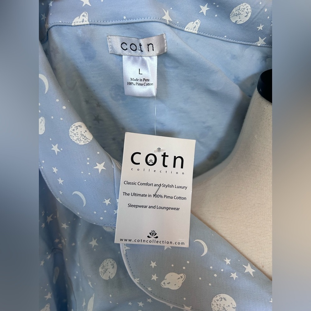 NWT COTN 100% Pima Cotton Women’s Nightgown Size Large Celestial Moon Stars - Picture 6 of 7